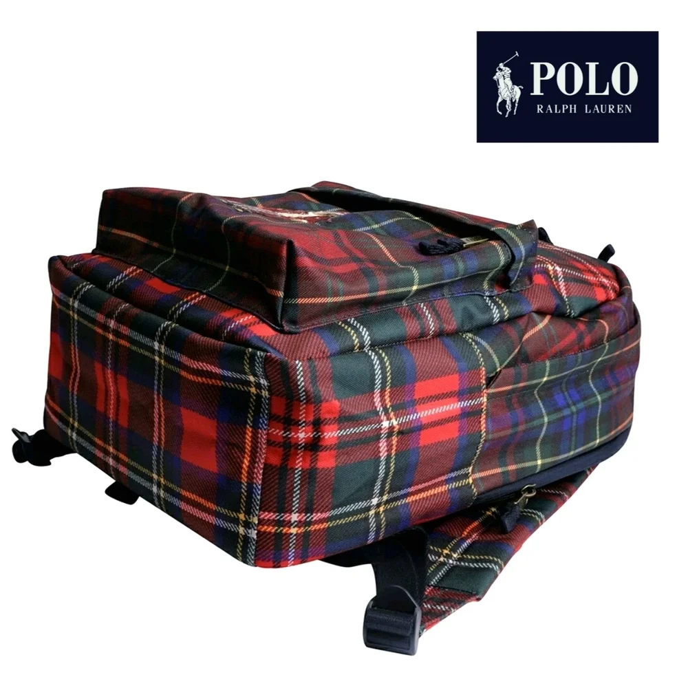 PRICE DROP‼️NWT Polo Ralph Lauren Stewart Bear Tartan Plaid Backpack - Picture 4 of 8